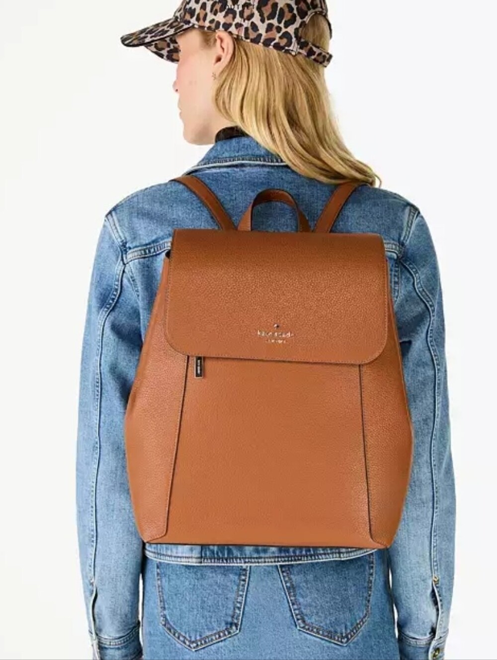 Kate Spade Lena Flap Backpack Pebbled Leather Warm Gingerbread OS